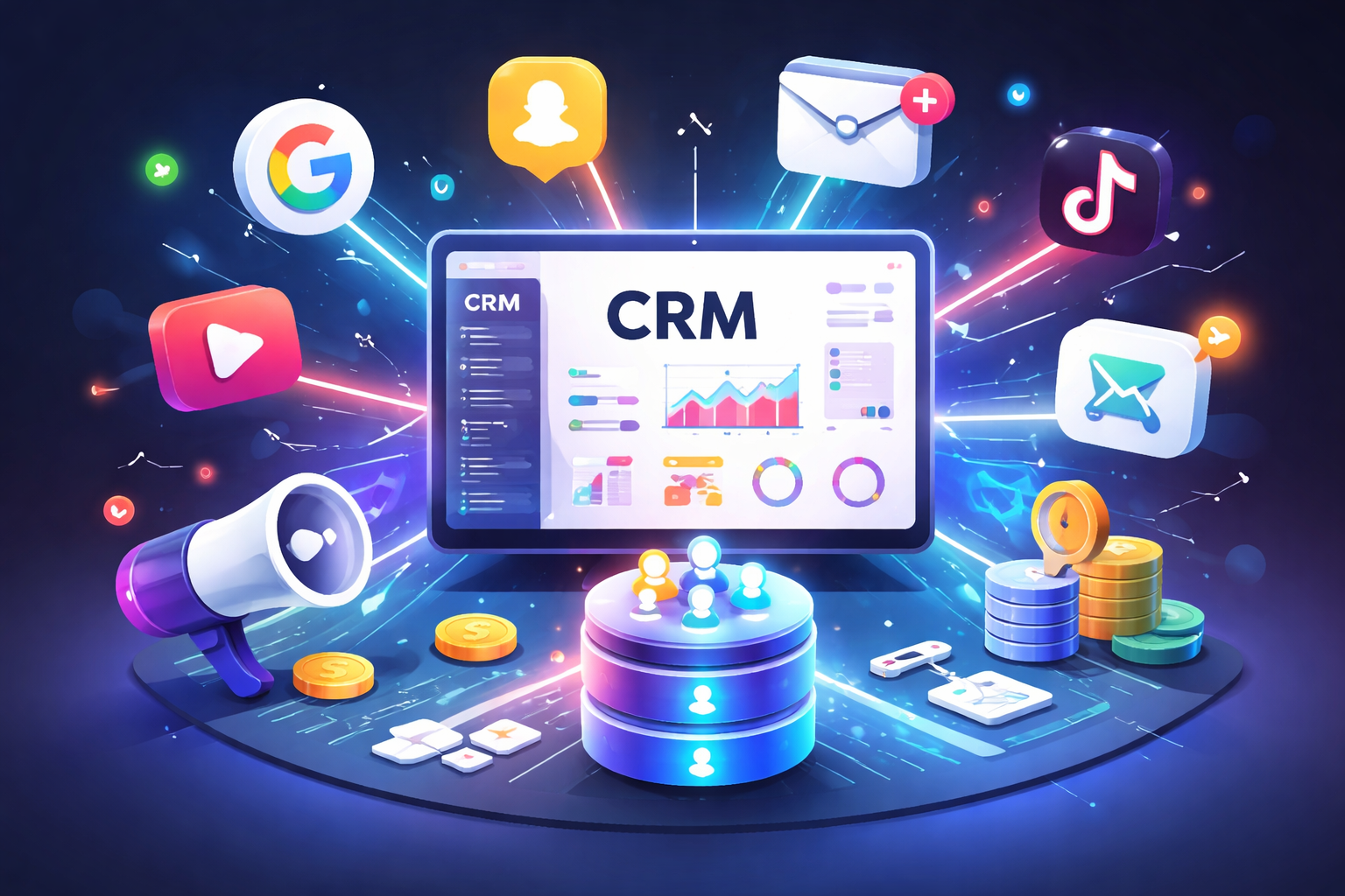 ربط نظام CRM مع قنوات التسويق الرقمي لزيادة المبيعات وتحليل رحلة العميل